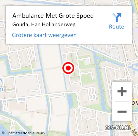 Locatie op kaart van de 112 melding: Ambulance Met Grote Spoed Naar Gouda, Han Hollanderweg op 6 juli 2020 23:25