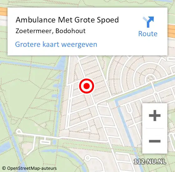Locatie op kaart van de 112 melding: Ambulance Met Grote Spoed Naar Zoetermeer, Bodohout op 7 juli 2020 00:10