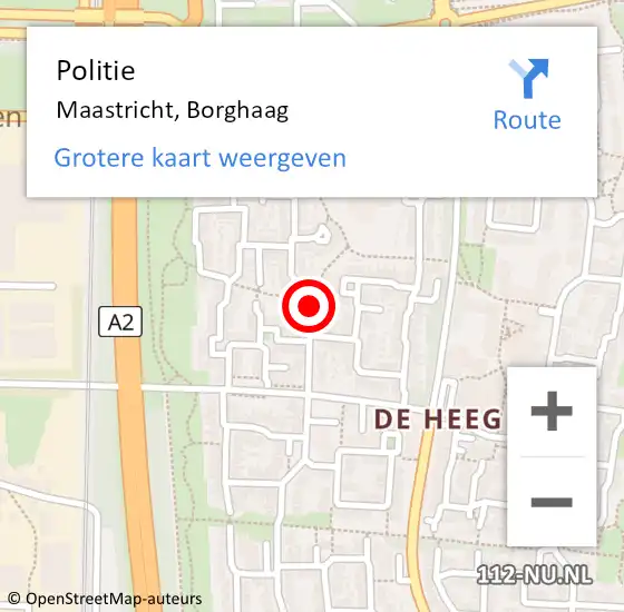 Locatie op kaart van de 112 melding: Politie Maastricht, Borghaag op 7 juli 2020 01:39