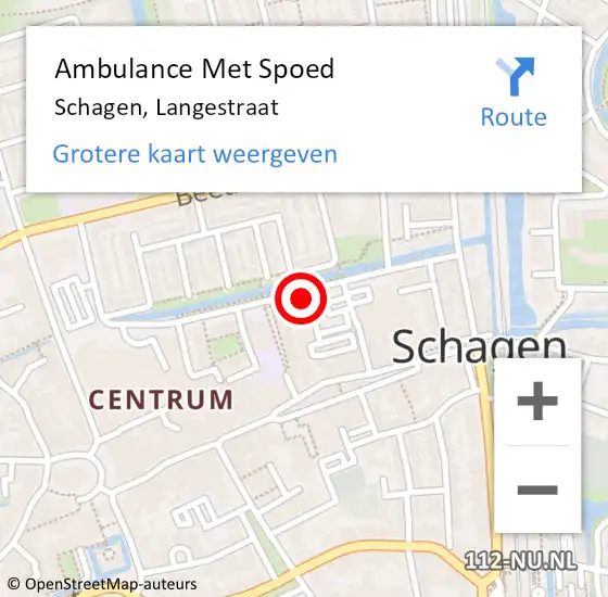 Locatie op kaart van de 112 melding: Ambulance Met Spoed Naar Schagen, Langestraat op 7 juli 2020 01:48