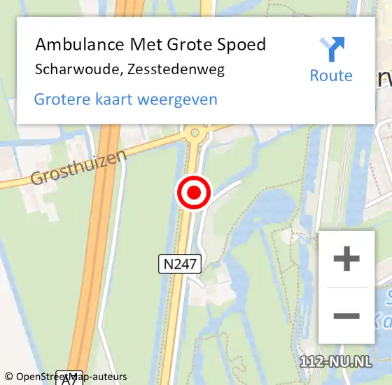 Locatie op kaart van de 112 melding: Ambulance Met Grote Spoed Naar Scharwoude, Zesstedenweg op 7 juli 2020 01:55