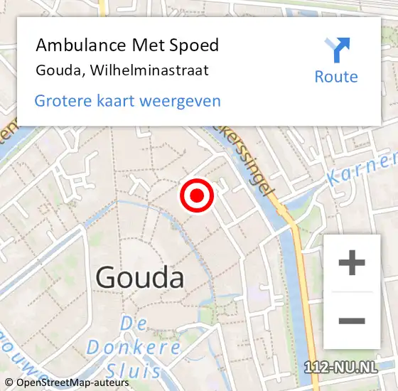 Locatie op kaart van de 112 melding: Ambulance Met Spoed Naar Gouda, Wilhelminastraat op 7 juli 2020 03:49