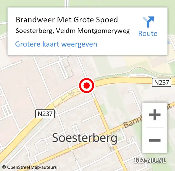 Locatie op kaart van de 112 melding: Brandweer Met Grote Spoed Naar Soesterberg, Veldm Montgomeryweg op 7 juli 2020 08:39