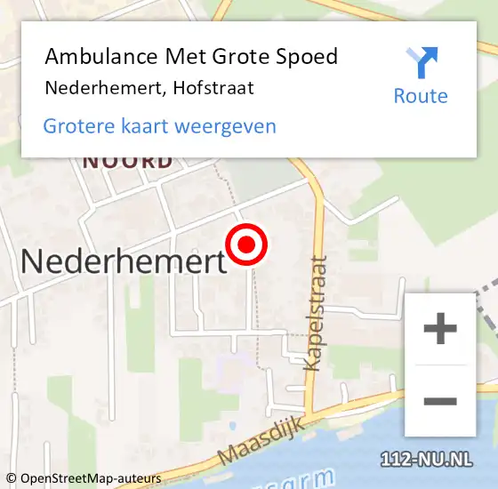 Locatie op kaart van de 112 melding: Ambulance Met Grote Spoed Naar Nederhemert, Hofstraat op 7 juli 2020 09:54