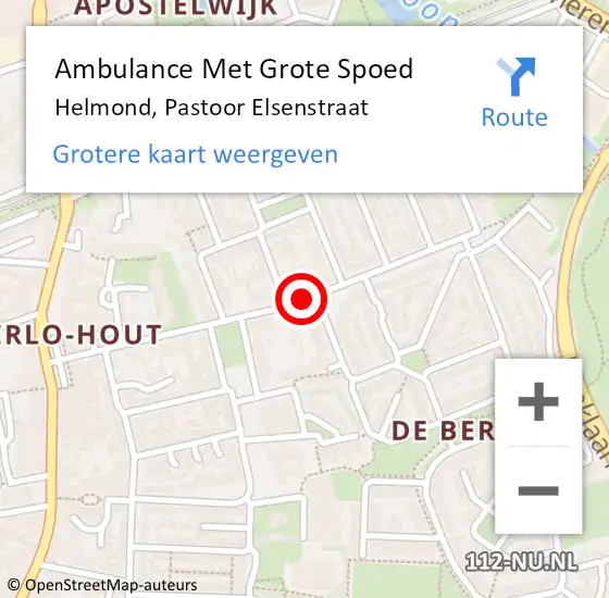 Locatie op kaart van de 112 melding: Ambulance Met Grote Spoed Naar Helmond, Pastoor Elsenstraat op 7 juli 2020 09:57