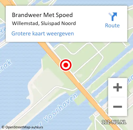 Locatie op kaart van de 112 melding: Brandweer Met Spoed Naar Willemstad, Sluispad Noord op 7 juli 2020 11:13