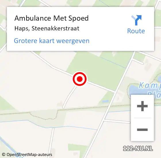 Locatie op kaart van de 112 melding: Ambulance Met Spoed Naar Haps, Steenakkerstraat op 7 juli 2020 11:16