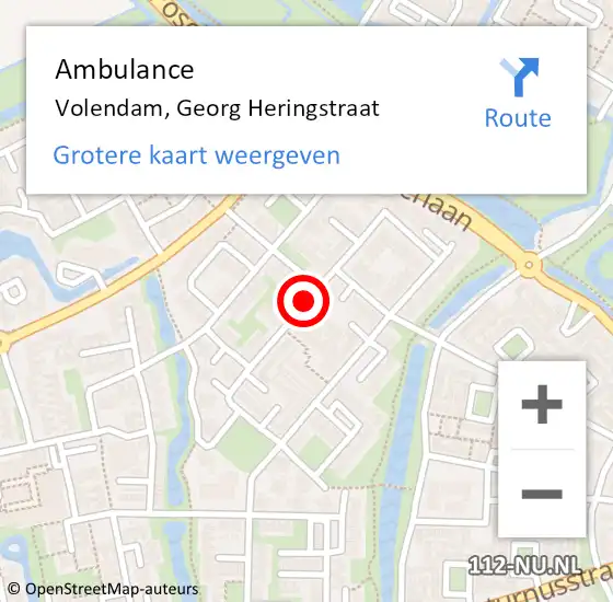 Locatie op kaart van de 112 melding: Ambulance Volendam, Georg Heringstraat op 7 juli 2020 11:20