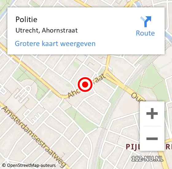 Locatie op kaart van de 112 melding: Politie Utrecht, Ahornstraat op 7 juli 2020 11:21