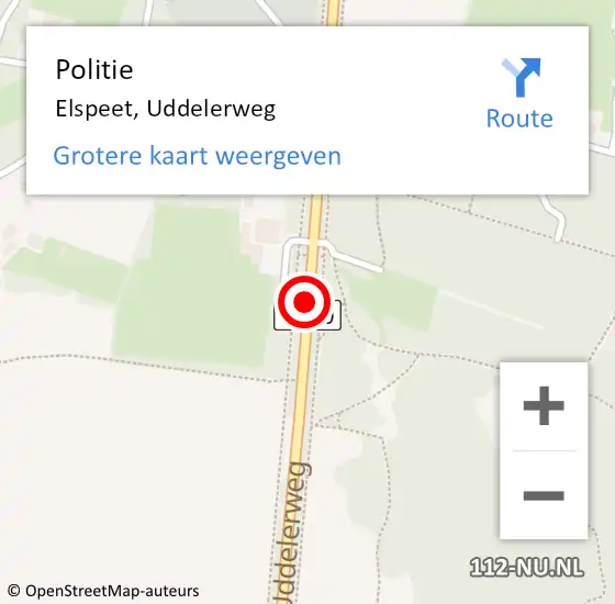 Locatie op kaart van de 112 melding: Politie Elspeet, Uddelerweg op 7 juli 2020 12:29