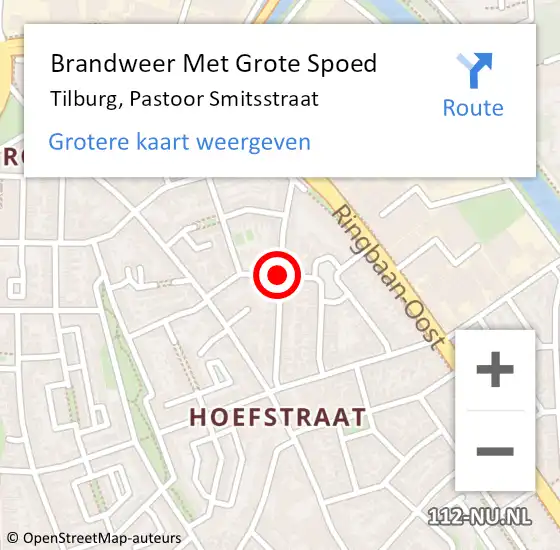 Locatie op kaart van de 112 melding: Brandweer Met Grote Spoed Naar Tilburg, Pastoor Smitsstraat op 7 juli 2020 12:34