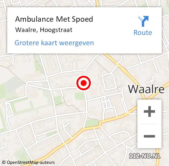 Locatie op kaart van de 112 melding: Ambulance Met Spoed Naar Waalre, Hoogstraat op 7 juli 2020 12:46