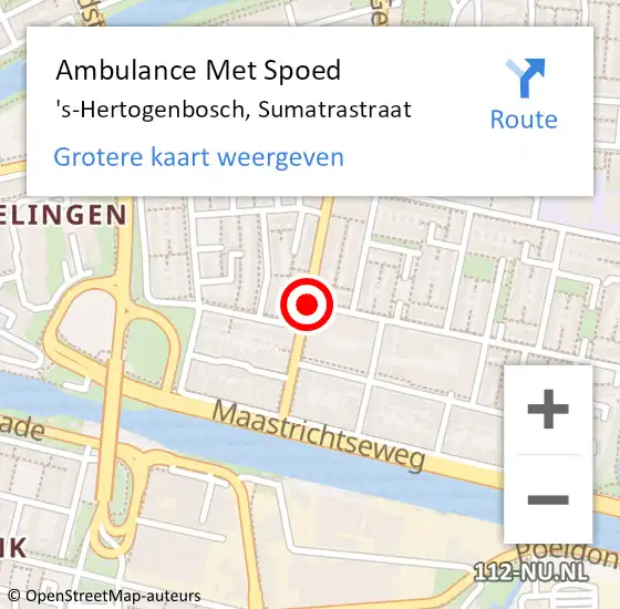 Locatie op kaart van de 112 melding: Ambulance Met Spoed Naar 's-Hertogenbosch, Sumatrastraat op 7 juli 2020 12:49