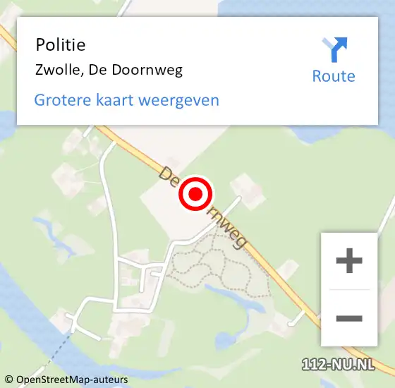 Locatie op kaart van de 112 melding: Politie Zwolle, De Doornweg op 7 juli 2020 13:05