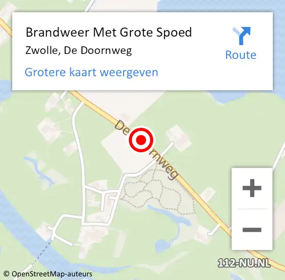 Locatie op kaart van de 112 melding: Brandweer Met Grote Spoed Naar Zwolle, De Doornweg op 7 juli 2020 13:07