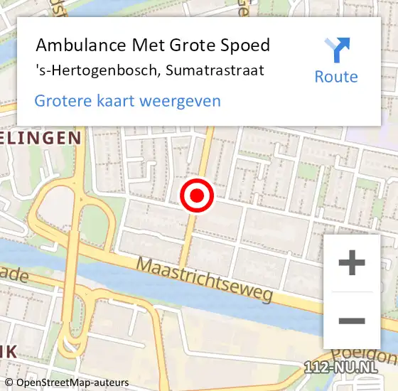 Locatie op kaart van de 112 melding: Ambulance Met Grote Spoed Naar 's-Hertogenbosch, Sumatrastraat op 7 juli 2020 13:07