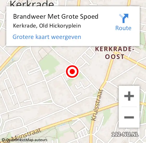 Locatie op kaart van de 112 melding: Brandweer Met Grote Spoed Naar Kerkrade, Old Hickoryplein op 7 juli 2020 13:58