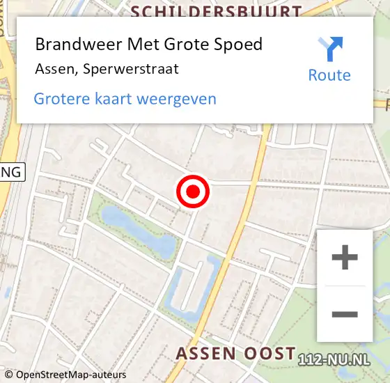 Locatie op kaart van de 112 melding: Brandweer Met Grote Spoed Naar Assen, Sperwerstraat op 12 mei 2014 01:49