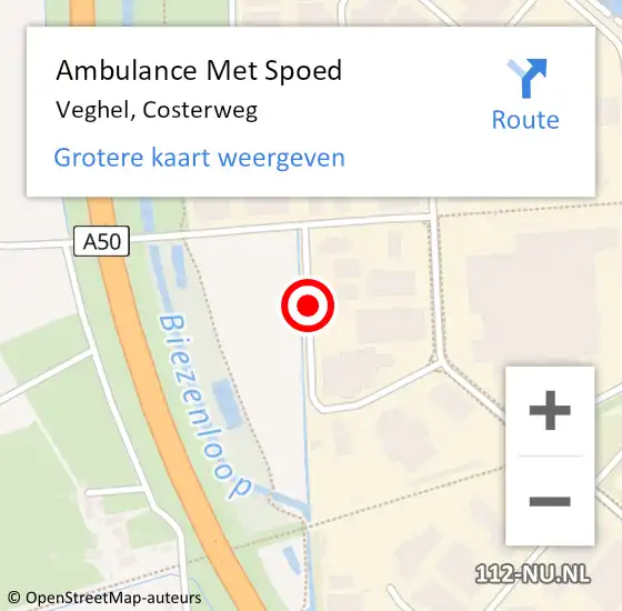 Locatie op kaart van de 112 melding: Ambulance Met Spoed Naar Veghel, Costerweg op 7 juli 2020 14:13