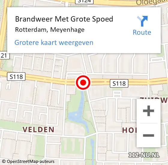 Locatie op kaart van de 112 melding: Brandweer Met Grote Spoed Naar Rotterdam, Meyenhage op 7 juli 2020 14:42