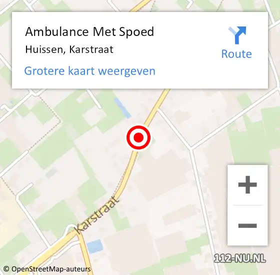 Locatie op kaart van de 112 melding: Ambulance Met Spoed Naar Huissen, Karstraat op 7 juli 2020 16:22
