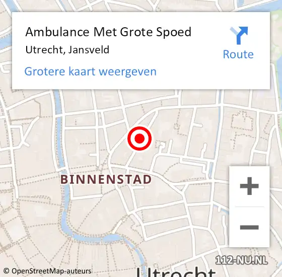 Locatie op kaart van de 112 melding: Ambulance Met Grote Spoed Naar Utrecht, Jansveld op 7 juli 2020 16:37