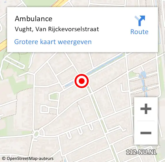 Locatie op kaart van de 112 melding: Ambulance Vught, Van Rijckevorselstraat op 7 juli 2020 17:10