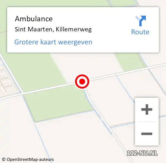 Locatie op kaart van de 112 melding: Ambulance Sint Maarten, Killemerweg op 7 juli 2020 18:12