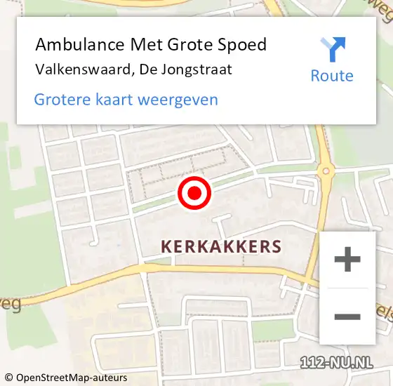 Locatie op kaart van de 112 melding: Ambulance Met Grote Spoed Naar Valkenswaard, Kardinaal de Jongstraat op 7 juli 2020 19:03