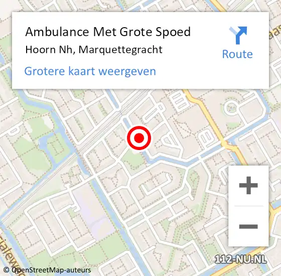 Locatie op kaart van de 112 melding: Ambulance Met Grote Spoed Naar Hoorn Nh, Marquettegracht op 7 juli 2020 22:02