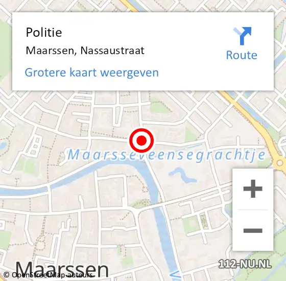 Locatie op kaart van de 112 melding: Politie Maarssen, Nassaustraat op 7 juli 2020 22:46