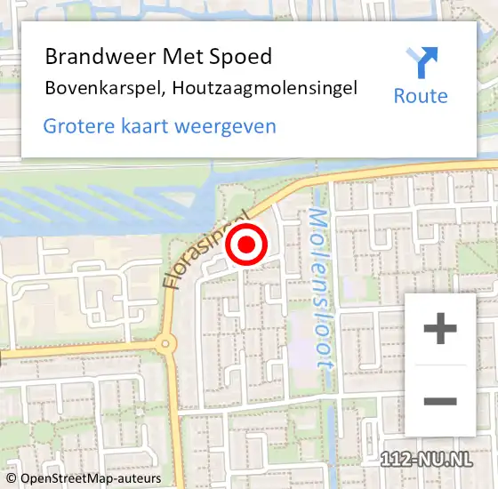 Locatie op kaart van de 112 melding: Brandweer Met Spoed Naar Bovenkarspel, Houtzaagmolensingel op 12 mei 2014 04:32