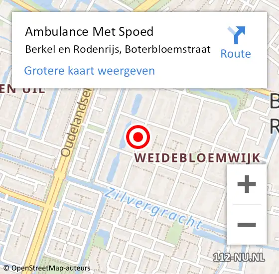 Locatie op kaart van de 112 melding: Ambulance Met Spoed Naar Berkel en Rodenrijs, Boterbloemstraat op 7 juli 2020 23:56