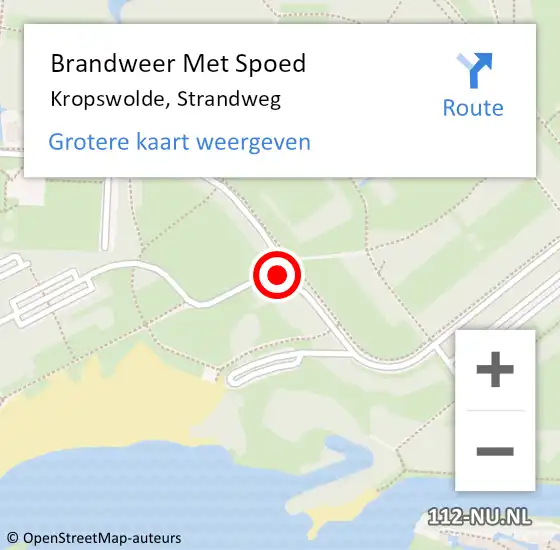 Locatie op kaart van de 112 melding: Brandweer Met Spoed Naar Kropswolde, Strandweg op 8 juli 2020 00:27