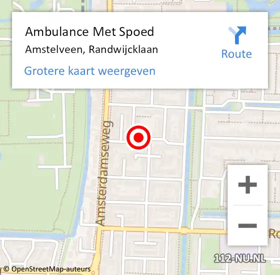 Locatie op kaart van de 112 melding: Ambulance Met Spoed Naar Amstelveen, Randwijcklaan op 8 juli 2020 01:06