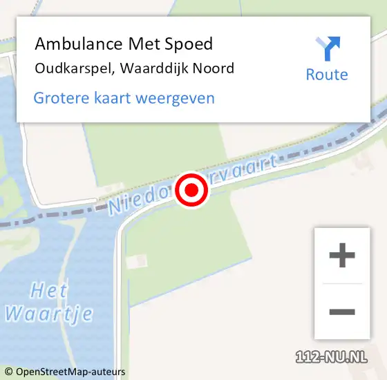 Locatie op kaart van de 112 melding: Ambulance Met Spoed Naar Oudkarspel, Waarddijk Noord op 8 juli 2020 02:38
