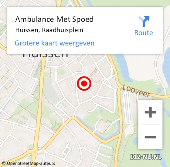 Locatie op kaart van de 112 melding: Ambulance Met Spoed Naar Huissen, Raadhuisplein op 8 juli 2020 04:43