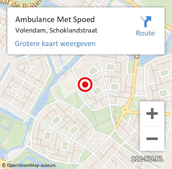 Locatie op kaart van de 112 melding: Ambulance Met Spoed Naar Volendam, Schoklandstraat op 8 juli 2020 06:35