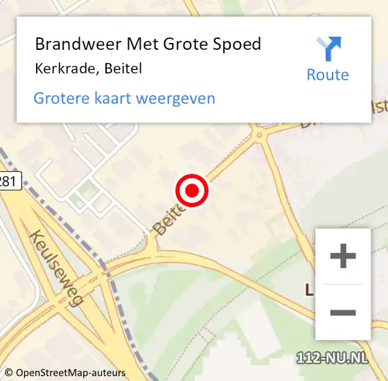 Locatie op kaart van de 112 melding: Brandweer Met Grote Spoed Naar Kerkrade, Beitel op 8 juli 2020 07:06