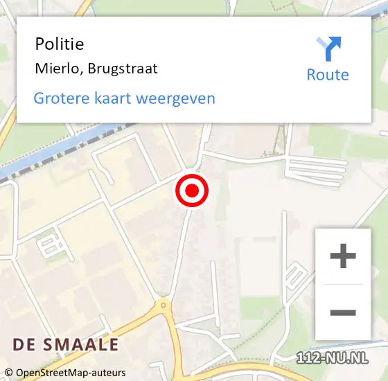 Locatie op kaart van de 112 melding: Politie Mierlo, Brugstraat op 8 juli 2020 07:11