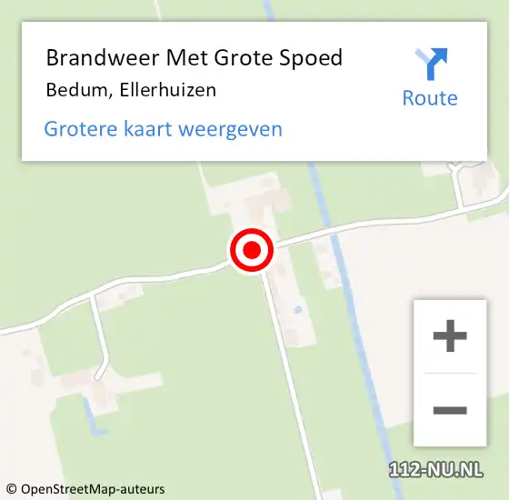 Locatie op kaart van de 112 melding: Brandweer Met Grote Spoed Naar Bedum, Ellerhuizen op 8 juli 2020 07:27