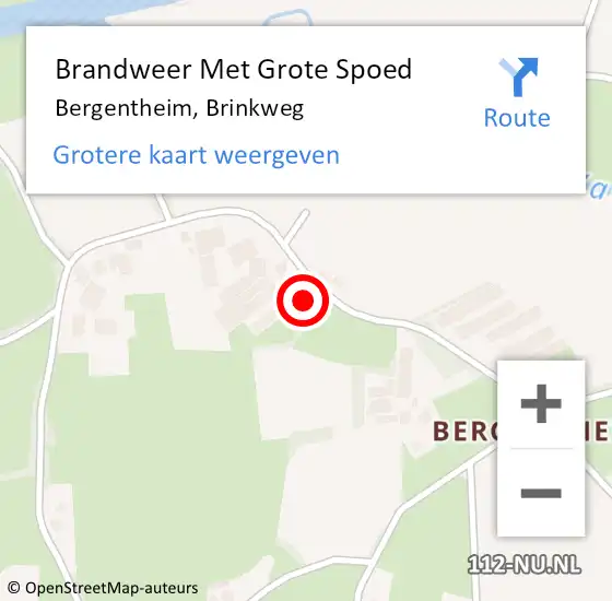 Locatie op kaart van de 112 melding: Brandweer Met Grote Spoed Naar Bergentheim, Brinkweg op 12 mei 2014 05:21