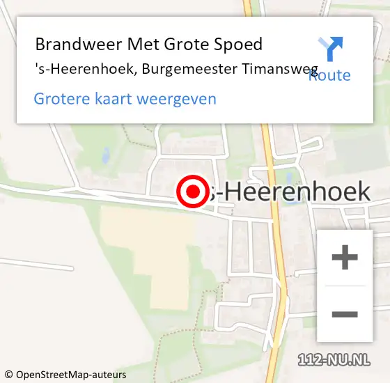 Locatie op kaart van de 112 melding: Brandweer Met Grote Spoed Naar 's-Heerenhoek, Burgemeester Timansweg op 12 mei 2014 05:28