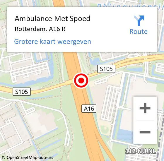 Locatie op kaart van de 112 melding: Ambulance Met Spoed Naar Rotterdam, A16 Li op 8 juli 2020 08:20