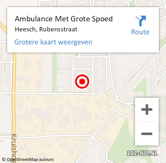 Locatie op kaart van de 112 melding: Ambulance Met Grote Spoed Naar Heesch, Rubensstraat op 8 juli 2020 10:54