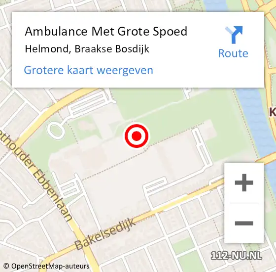 Locatie op kaart van de 112 melding: Ambulance Met Grote Spoed Naar Helmond, Braakse Bosdijk op 8 juli 2020 11:12