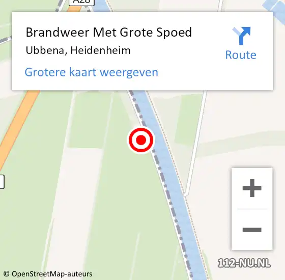 Locatie op kaart van de 112 melding: Brandweer Met Grote Spoed Naar Ubbena, Heidenheim op 12 mei 2014 06:22