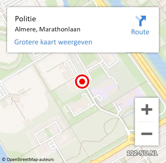 Locatie op kaart van de 112 melding: Politie Almere, Marathonlaan op 8 juli 2020 12:16