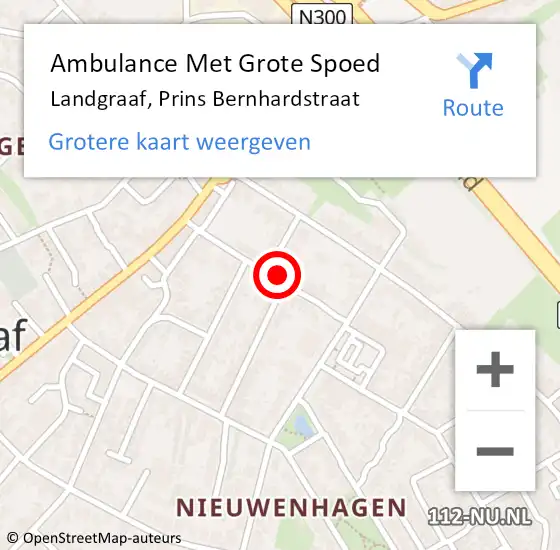 Locatie op kaart van de 112 melding: Ambulance Met Grote Spoed Naar Landgraaf, Prins Bernhardstraat op 12 mei 2014 06:39