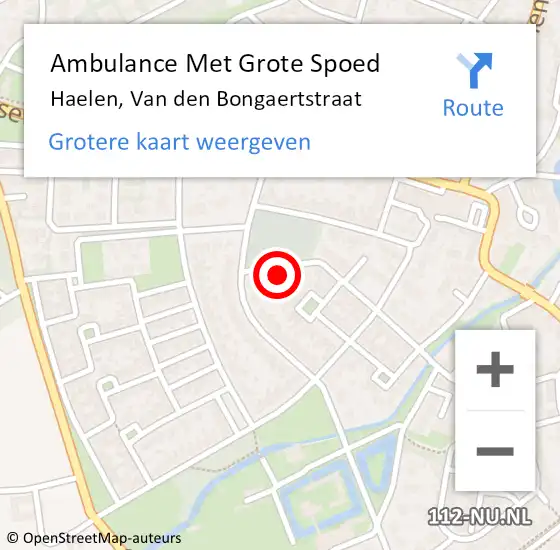 Locatie op kaart van de 112 melding: Ambulance Met Grote Spoed Naar Haelen, Van den Bongaertstraat op 12 mei 2014 06:43